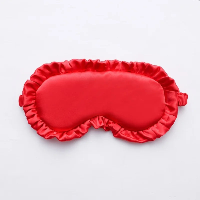 Ruffle Satin Sleep Mask — Red