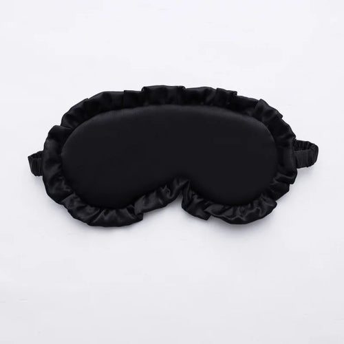 Ruffle Satin Sleep Mask — Black